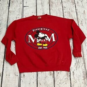 Vintage 1990s Mickey Mouse Disney Land Red Cartoon Graphic 90s Sweatshirt